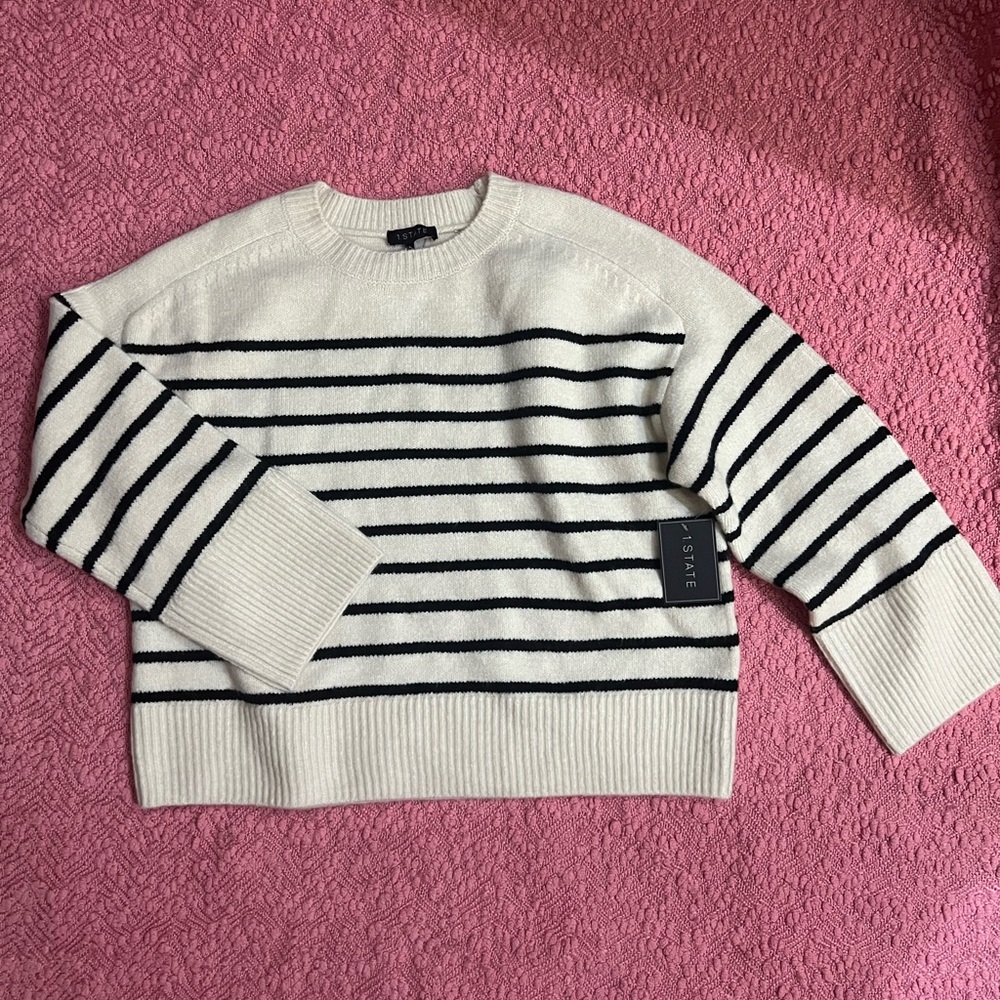 1. State Black and Cream Striped Sweater